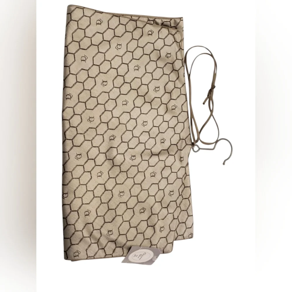 CHRISTIAN‎ DIOR 80s Beige Bag Honeycomb Sacs De Beaute Cosmetic Bag Unisex NEW